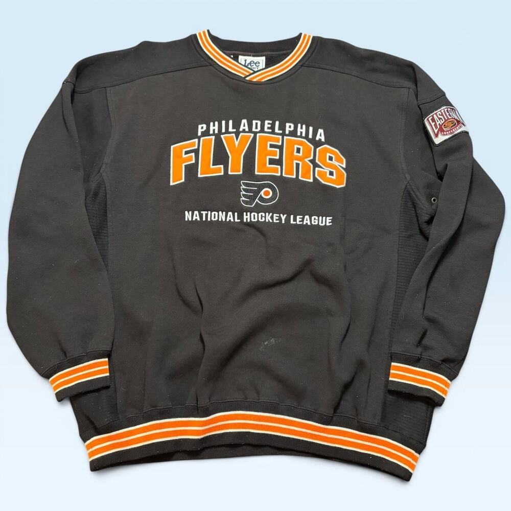 Vintage Philadelphia Flyers Sweatshirt Mens XL Black NHL Hockey Lee Sport 90s